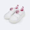 Tênis Infantil Feminino Pampili Up Patch Carinha com Glitter Branco e Chiclete