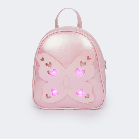 Mochila de Led Infantil Pampili Borboleta Rosa - frente da bolsa