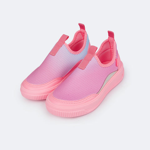 Tênis Infantil Feminino Pampili XP 21 Comfy Degradê Rosa Neon e Maresia - detalhe tenis infantil feminino