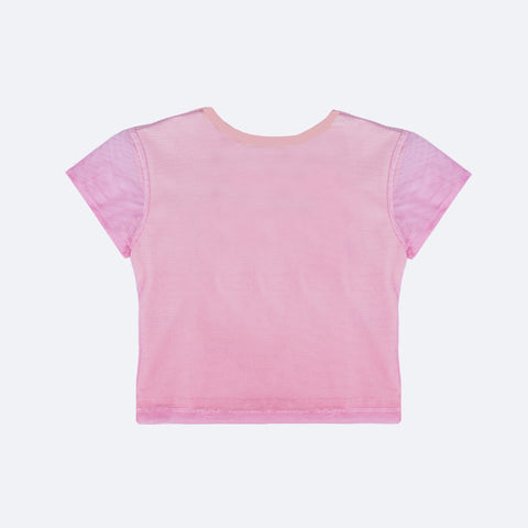 Camiseta Infantil Pampili Tule e Coração de Strass Rosa - costas da camiseta