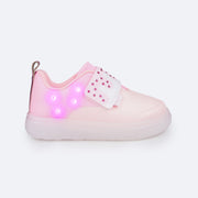 Tênis de Led Infantil Pampili Sneaker Luz Glitter e Strass Rosa Giz