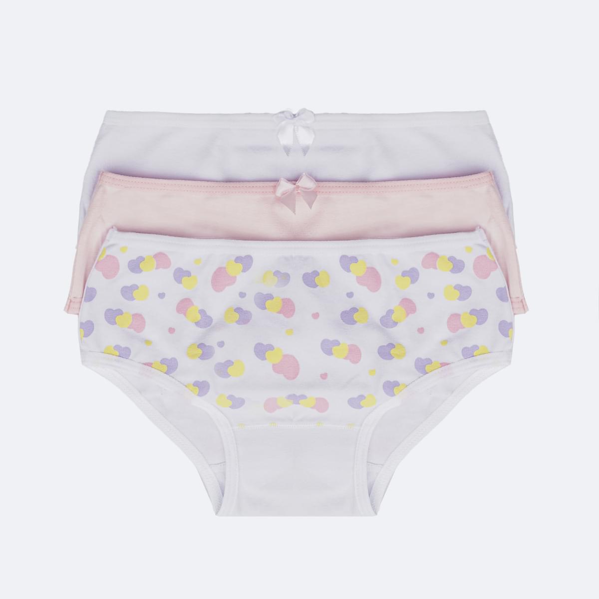 Kit Calcinha Infantil Pampili Sortidas Corações Colorido