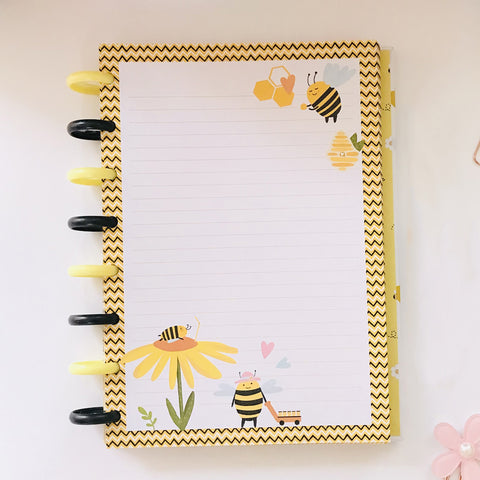 Caderno De Disco A5 Buendía Busy Bees Branco e Amarelo - folha do caderno