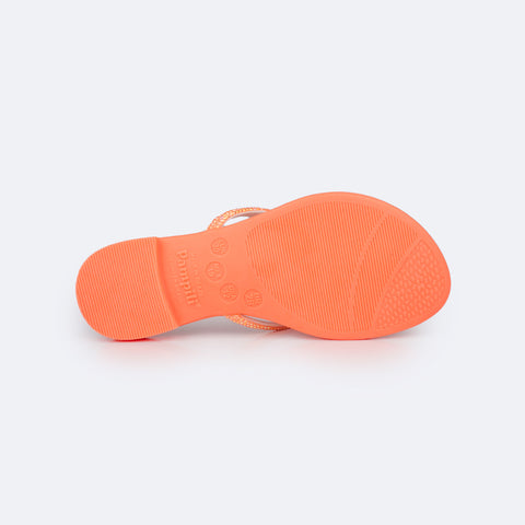 Sandália Chinelo Infantil Pampili Iris Strass Laranja Neon