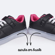 Tênis de Led Infantil Pampili Sneaker Luz Paetê Preto