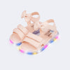 Sandália de Led Infantil Pampili Mini Laço Rosa Cream
