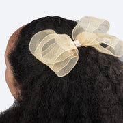 Presilha de Cabelo Bico de Pato Pampili Laço Organza Dourada