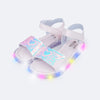 Sandália de Led Infantil Pampili Lulli Borboleta Holográfica Rosa Suspiro e Colorida
