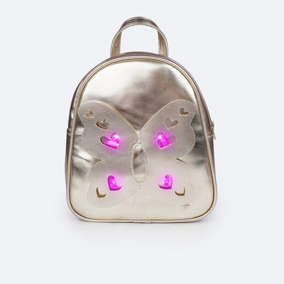 Mochila de Led Infantil Pampili Borboleta Dourada - frente da mochila com led