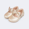 Sapato Infantil Feminino Pampili Angel com Laço Removível Dourado