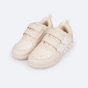 Tênis de Led Infantil Pampili Sneaker Luz Matelassê Holográfico Nude - frente tênis infantil feminino