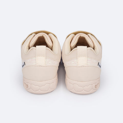 Tênis de Led Infantil Pampili Sneaker Luz Matelassê Holográfico Nude - traseira tênis casual feminino