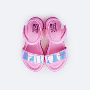 Sandália Papete Infantil Pampili Candy Holográfica Rosa - Vem com Porta Celular - superior da sandália