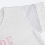 Camiseta Infantil Pampili Be Kind Flor Strass Off White - manga em tule