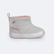 Bota de Bebê Pampili Nina Glitter Prata - bota infantil feminina