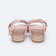 Sandália Infantil Primeiros Passos Pampili Mili Laço Glitter e Strass Rosa - traseira da sandália em sintético