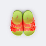 Chinelo Birken Infantil Pampili Fun Glee com Fivela e Glitter Rosa e Verde Neon - superior birken confortável