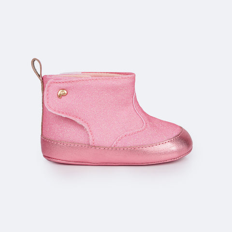 Bota de Bebê Pampili Nina Glitter Rosa Claro - bota bebê com glitter