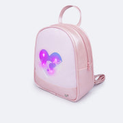  Mochila de Led Infantil Pampili Glitter e Coração Rosa Glacê