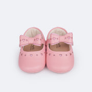 Sapato de Bebê Pampili Nina Corações Rosa Chiclete