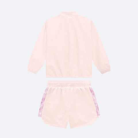 Conjunto Infantil Infanti Jaqueta Bomber e Short Nylon Rosa Claro - conjunto nylon infantil