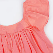 Vestido Infantil Bambollina Laço Coral - vestido com manga de babado
