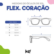 Óculos de Sol Infantil Flexível KidSplash! Proteção UV Coração Lilás - medidas