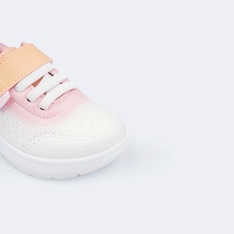 Tênis Infantil Feminino Sky Poá Branco e Colorido