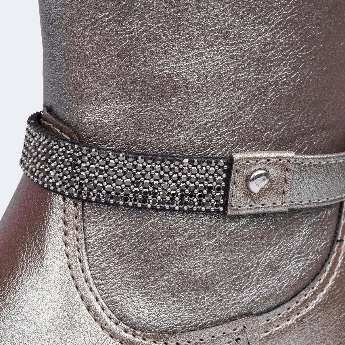 Bota Coturno Infantil Feminina Duda com Strass Grafite