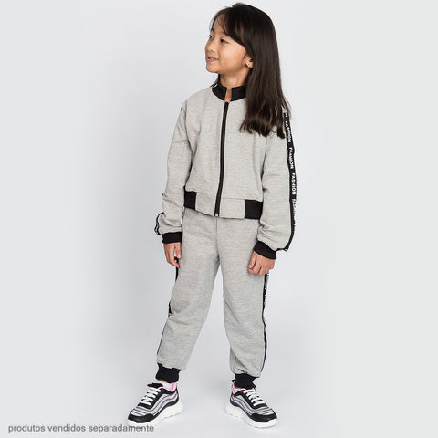 Calça Jogger Infantil Pampili Moletom Fashion Cinza