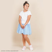 Saia Infantil Rodada com Strass Azul Claro