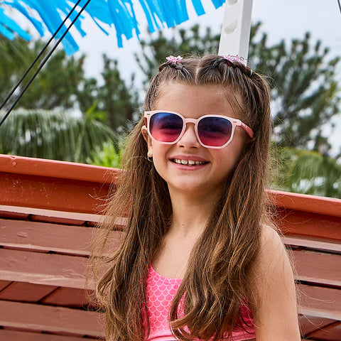 Óculos de Sol Infantil Feminino Acetato Hexagonal Rosa