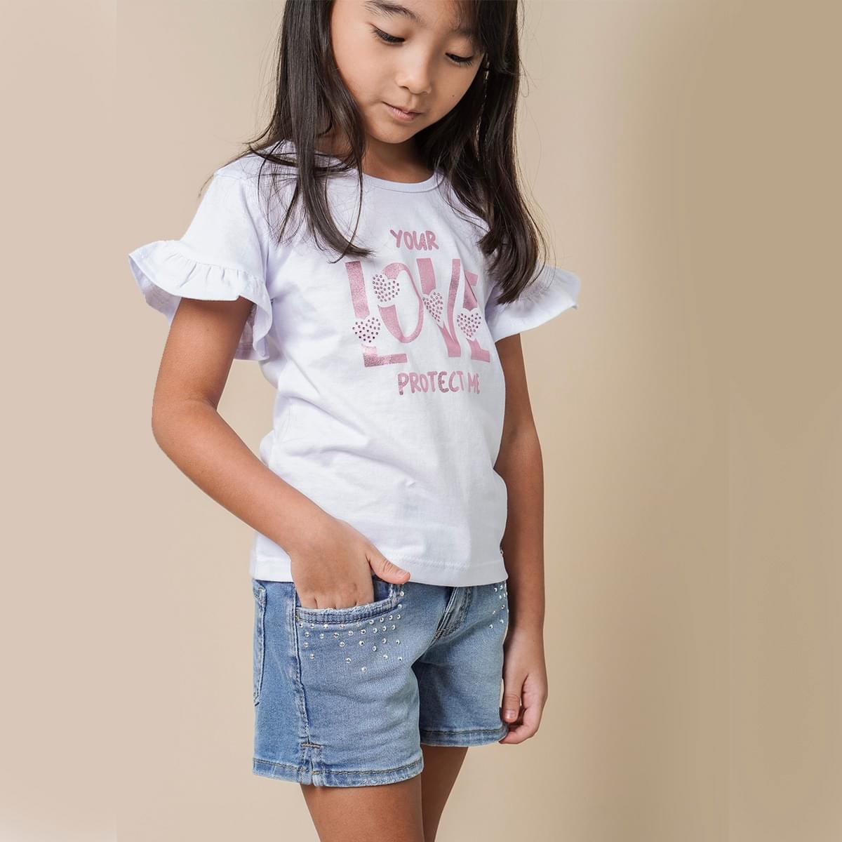 Short Jeans Infantil Pampili com Strass