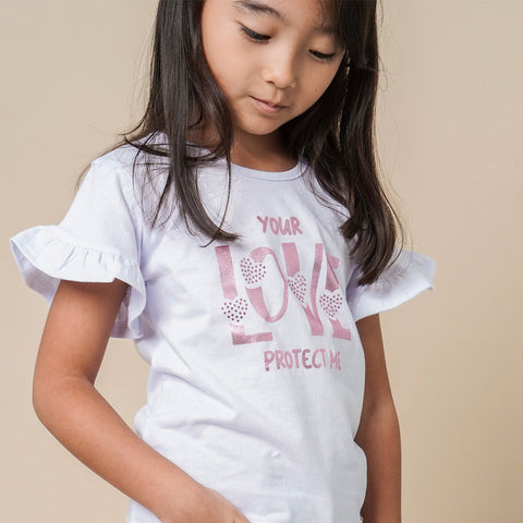 Camiseta Infantil Feminina Love Branca