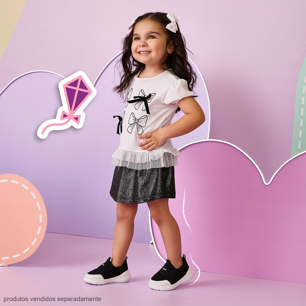 Tênis Calce Fácil Infantil Feminino Sky Preto