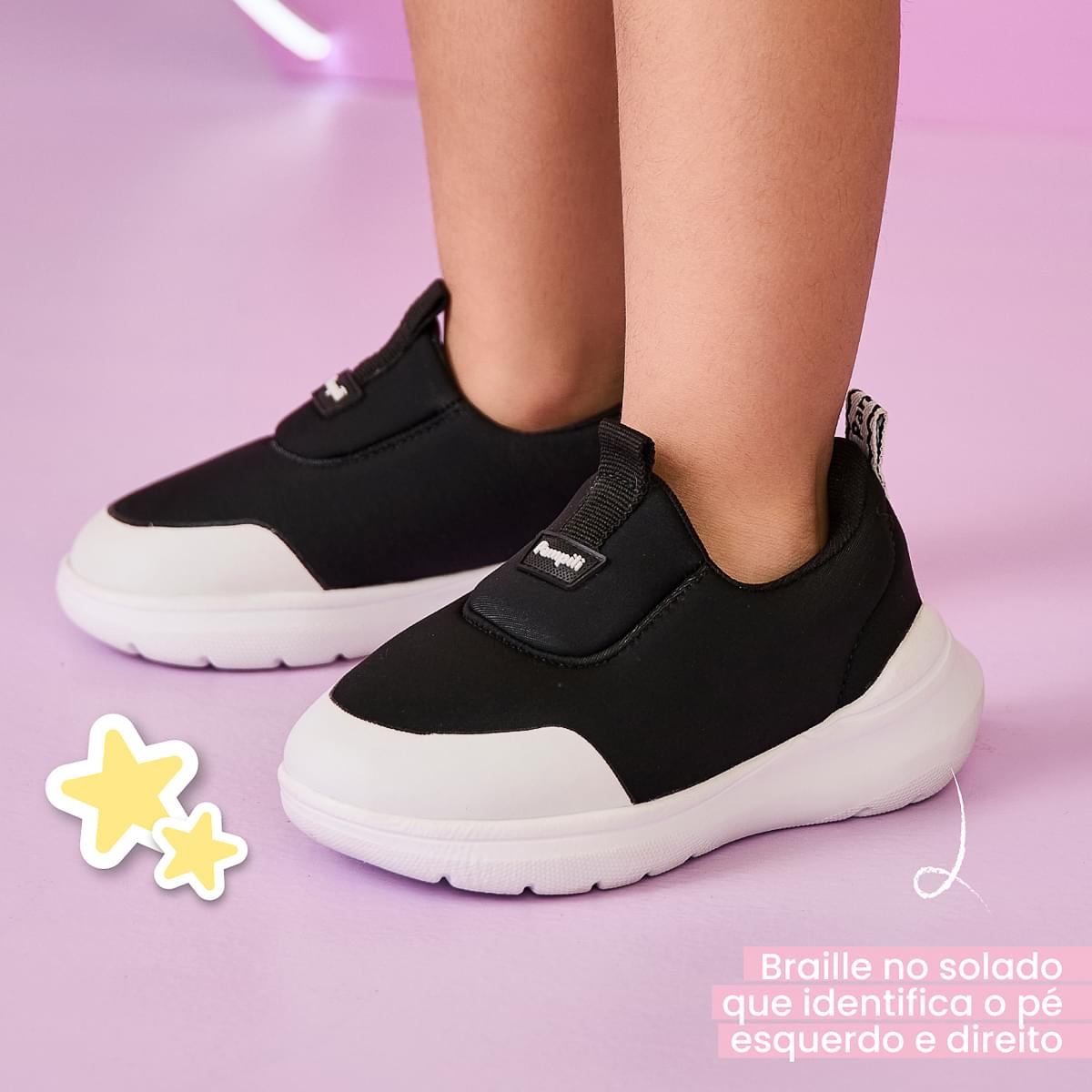 Tênis Calce Fácil Infantil Feminino Sky Preto