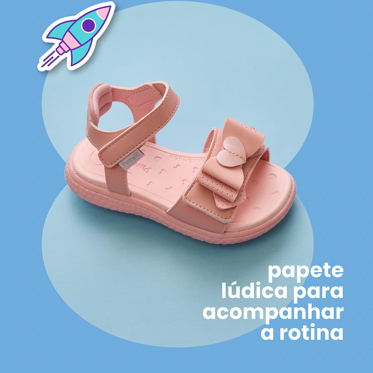 Sandália Papete Infantil Pampili Bia Laço Rosa