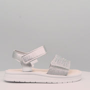 Sandália Papete Infantil Pampili Petit Glitter e Strass Prata