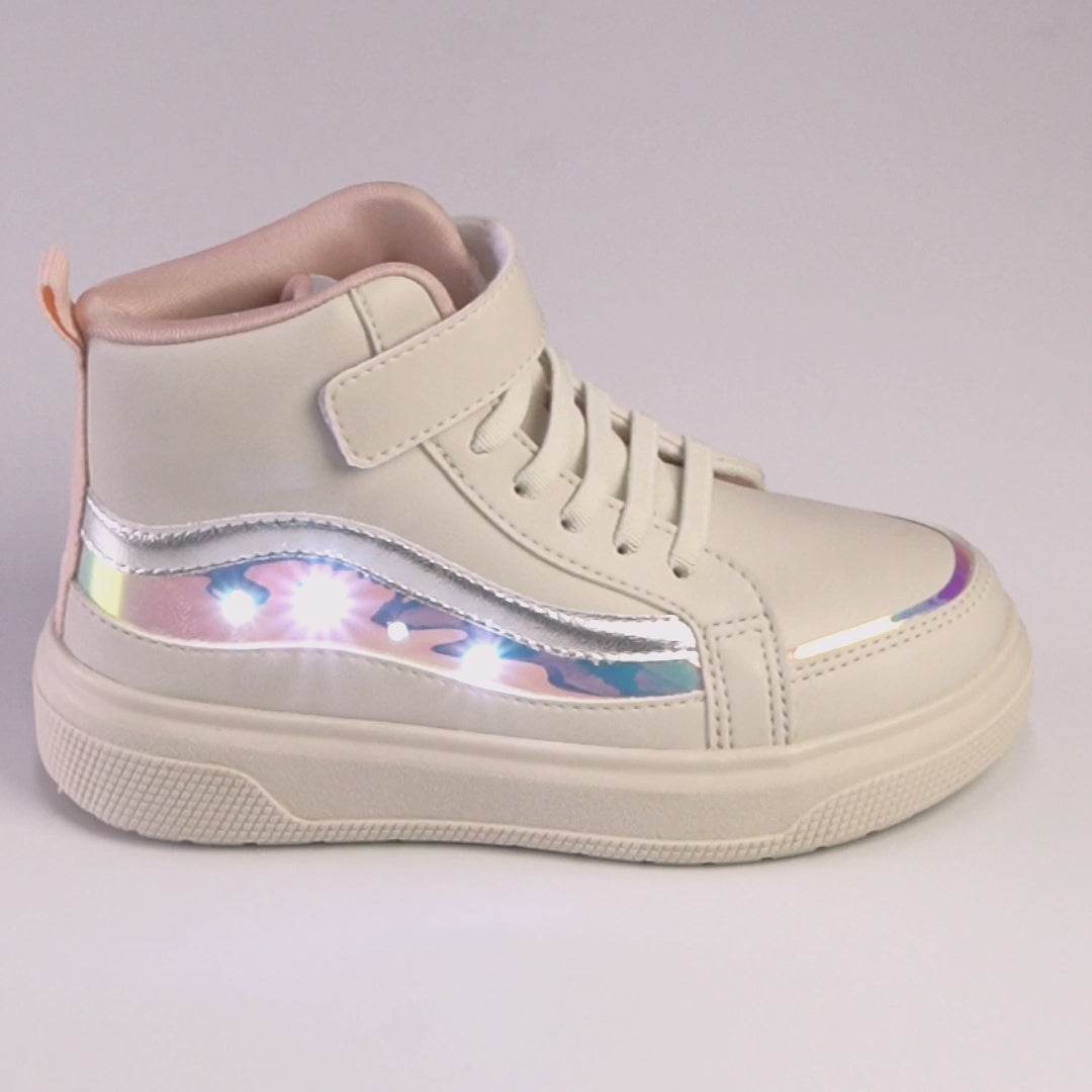Tênis de Led Infantil Pampili XP24 Holográfico Nude