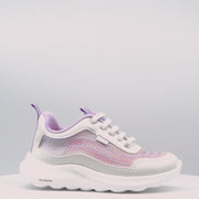Tênis Infantil Feminino Bubble Malha Respirável Branco e Lilás