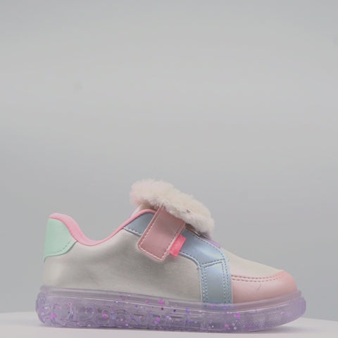 Tênis de Led Infantil Feminino Pelúcia Unicórnio Candy Colors