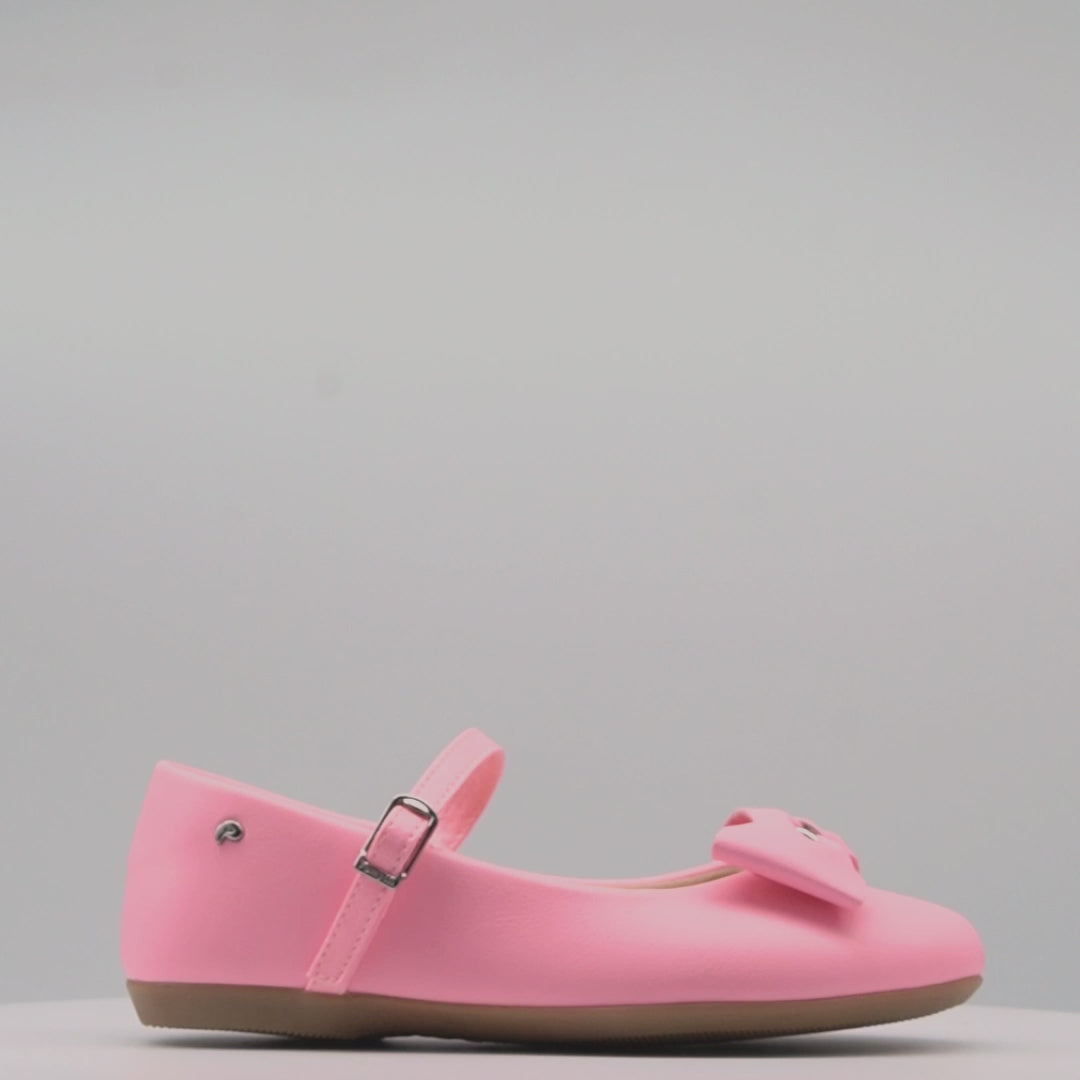 Sapatilha Infantil Feminina Bailarina Coração Laço Rosa Neon