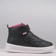 Tênis Cano Alto Infantil Pampili Up Fecho Duplo Preto e Pink