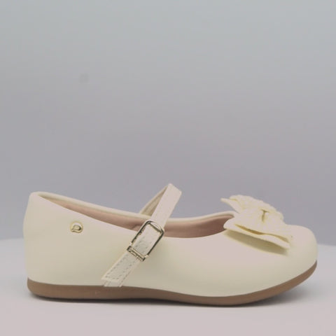 Sapato Infantil Pampili Angel Laço Brilhante Tapioca