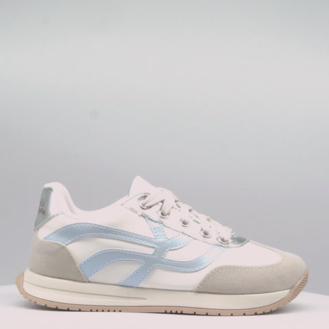 Tênis Infantil Feminino Zeal Recortes Branco e Azul Claro