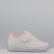 Tênis de Led Infantil Feminino Sneaker Luz Coração Verniz Branco