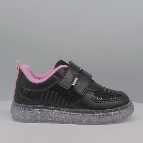 Tênis de Led Infantil Pampili Sneaker Luz Paetê Preto