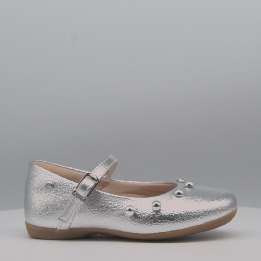 Sapato Infantil Pampili Bailarina Esferas Prata