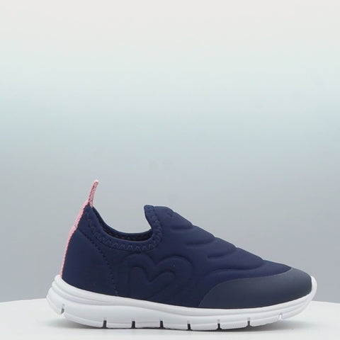 Tênis Calce Fácil Infantil Pampili Gabby Coração Icônico Azul Marinho