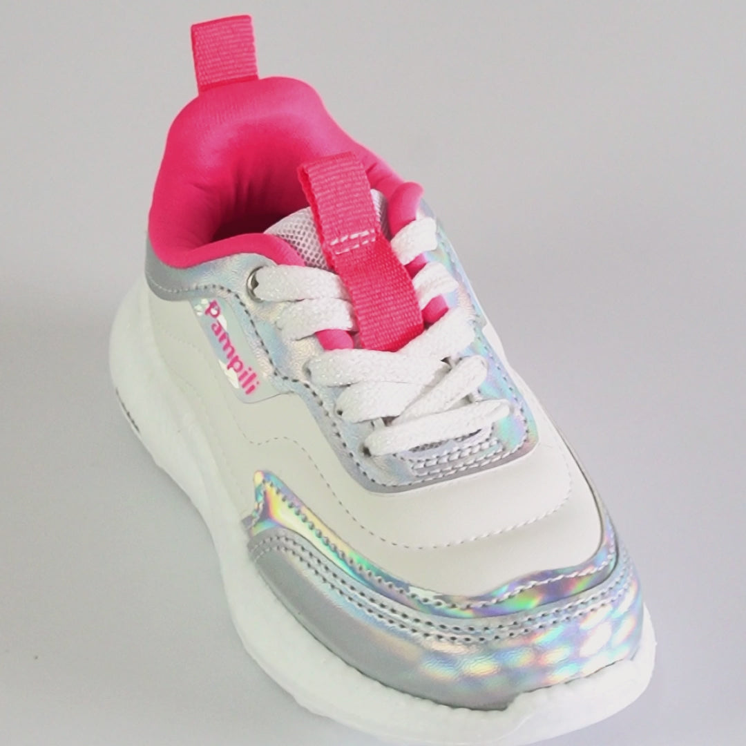 Tênis Infantil Feminino Bubble Branco Prata